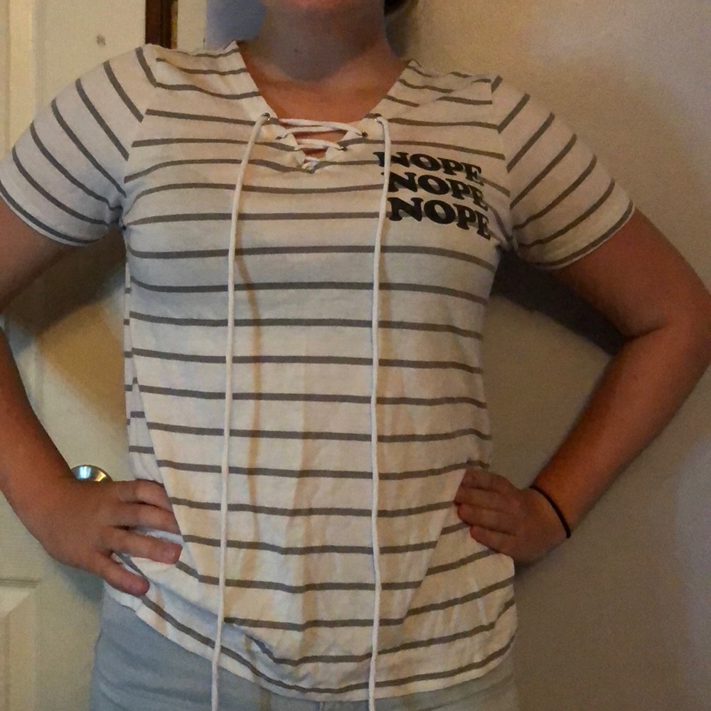 Shirt-White with grey stripes.From Mighty Fine-L